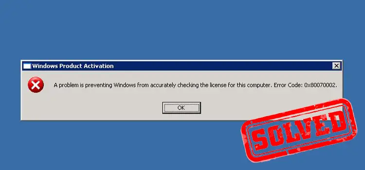 A problem is preventing windows from accurately checking the license