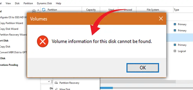 [3 Fixes] Volume Information for This Disk Cannot Be Found