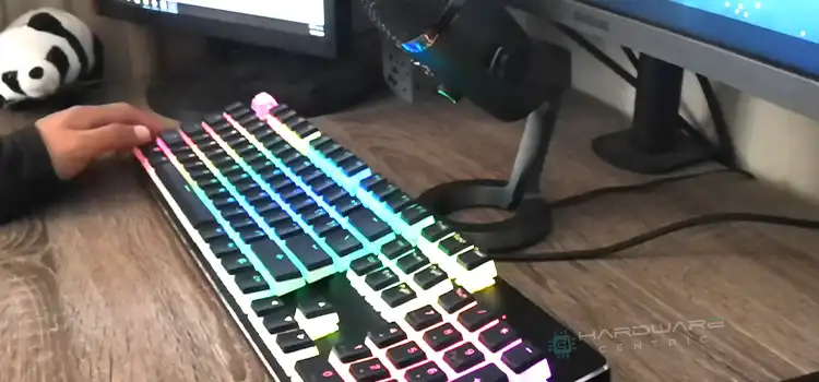 Blue Yeti Picking Up Keyboard