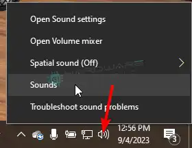 Right-click on the speaker icon