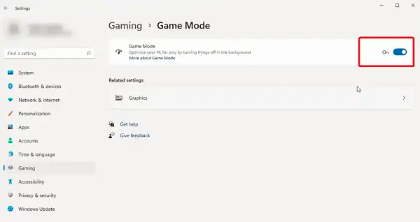 Toggle the switch "Off" to disable Xbox Game Bar