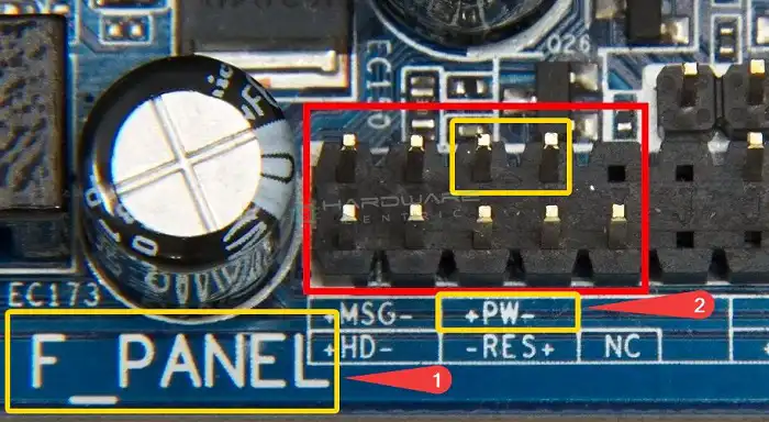 header panel or F_panel label is marked on the motherboard