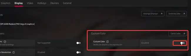 Turn on Display Color from there